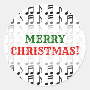 Sticker Rond "Joyeux Noël !" + Grille des notes musicales