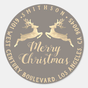 Sticker Rond Joyeux Noël Holiday Adresse Retourner RSVP Brown