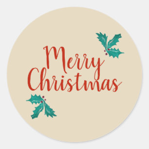 Sticker Rond Joyeux Noël Holly Design