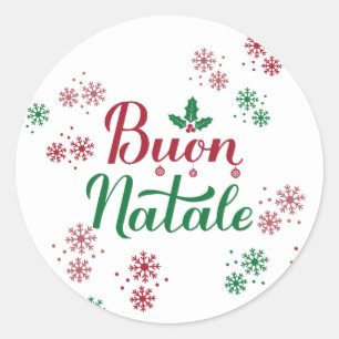 Sticker Rond Joyeux Noël Italien Joyeux Noël
