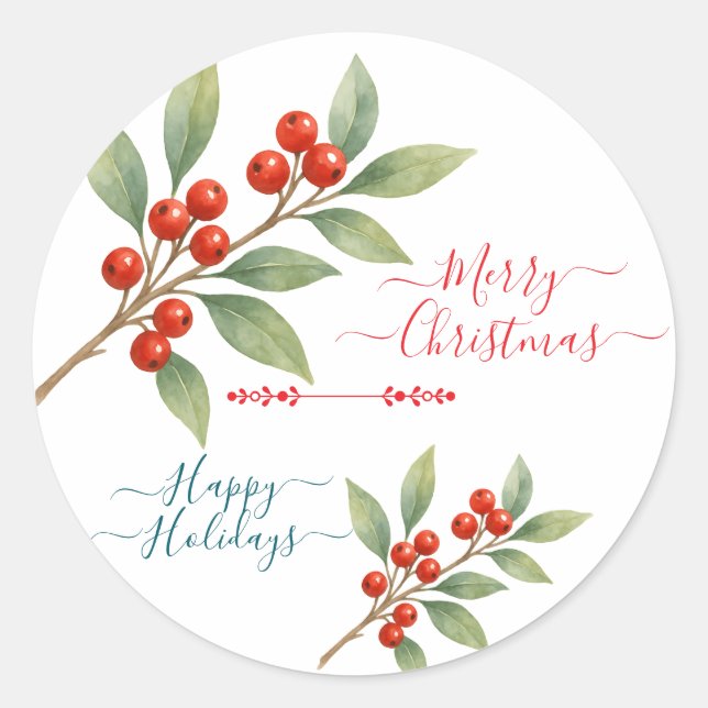 Sticker Rond Joyeux Noël Joyeux Fêtes Joyeuses Conception des f (Devant)