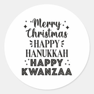 Sticker Rond Joyeux Noël Joyeux Hanoukka Joyeux Kwanzaa 5