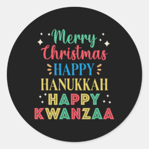 Sticker Rond Joyeux Noël Joyeux Hanoukka Joyeux Kwanzaa 9