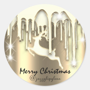 Sticker Rond Joyeux Noël Joyeux Joyeux Vacances De Lits D'Or