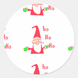 Sticker Rond Joyeux Noël Joyeux Noël Drôle Père Noël Hohoho