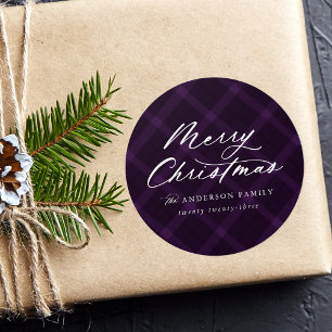 Sticker Rond Joyeux Noël Joyeux Pâté Violet Brossé