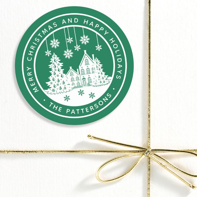 Sticker Rond Joyeux Noël Joyeux Vacances Hiver Personnalisé (Créateur téléchargé)