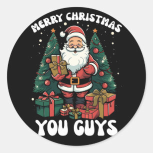 Sticker Rond Joyeux Noël les gars Père Noël