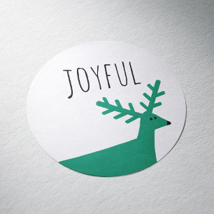 Sticker Rond Joyeux Noël. Les rennes verts