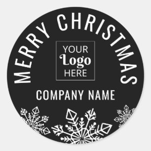Sticker Rond Joyeux Noël Logo personnalisé Nom de l'entreprise 