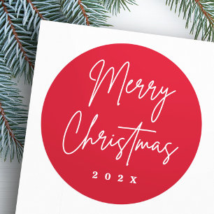 Sticker Rond Joyeux Noël manuscrit rouge