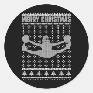 Sticker Rond Joyeux Noël Menant De L'équipe De Cheerleading Noë