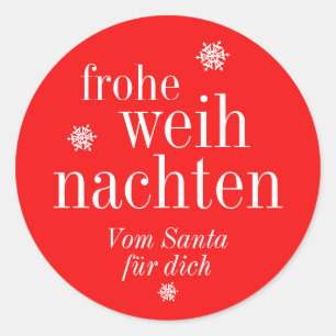 Sticker Rond Joyeux Noël Merry Christmas allemand