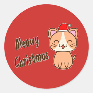 Sticker Rond Joyeux Noël miaou