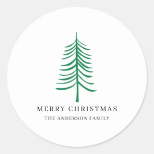 Sticker Rond Joyeux Noël minimaliste vert arbre moderne