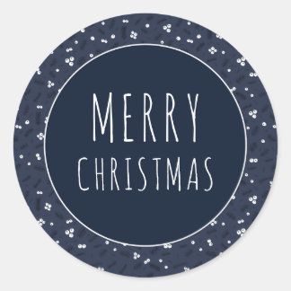 Sticker Rond Joyeux Noël moderne | Berries et pins