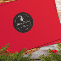 Joyeux Noël moderne Noir Enveloppe Vacances Sceau