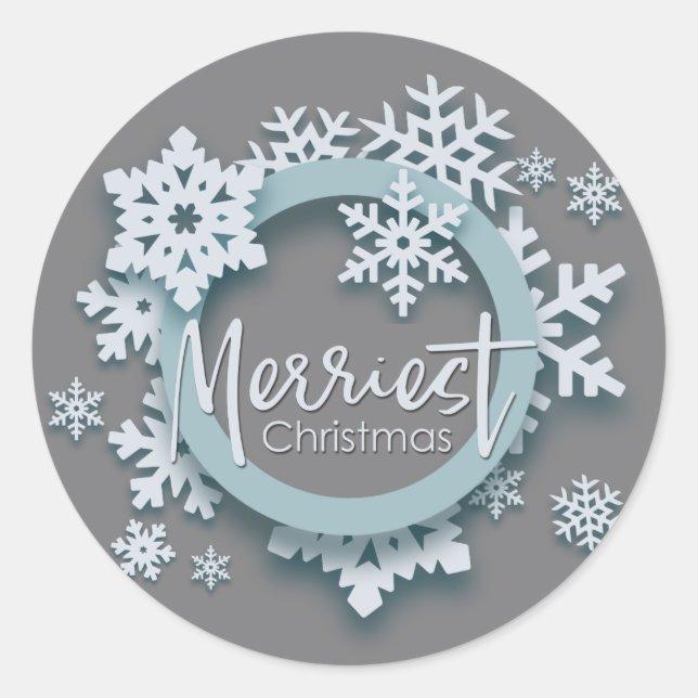 Sticker Rond Joyeux Noël moderne Style de vacances (Devant)
