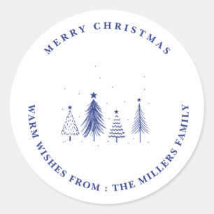 Sticker Rond Joyeux Noël   Motif d'arbre de Noël