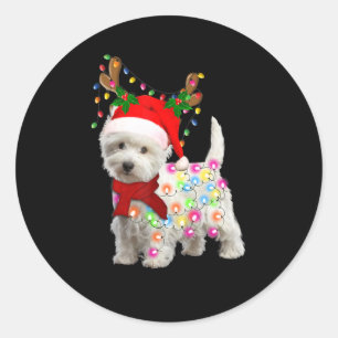 Sticker Rond Joyeux Noël Noël Westin Dog Reindeer Cosplay