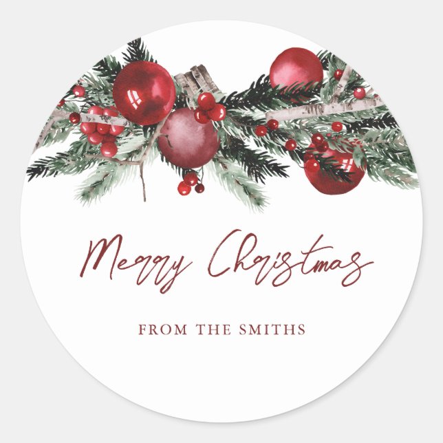 Sticker Rond Joyeux Noël Nom de famille Cadeau présent (Devant)