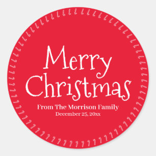 Sticker Rond Joyeux Noël nom personnalisé sucre de canne mignon