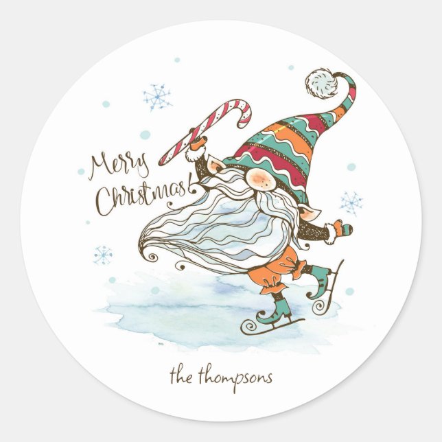 Sticker Rond Joyeux Noël Nordic Gnome (Devant)