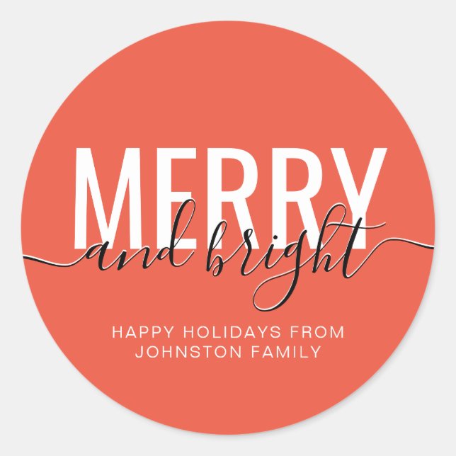 Sticker Rond Joyeux Noël orange (Devant)