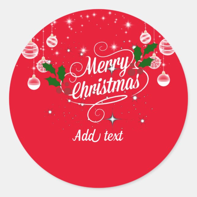 Sticker Rond Joyeux Noël ornemental design MODÈLE (Devant)