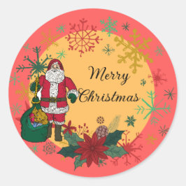 Sticker Rond Joyeux Noël Père Noël