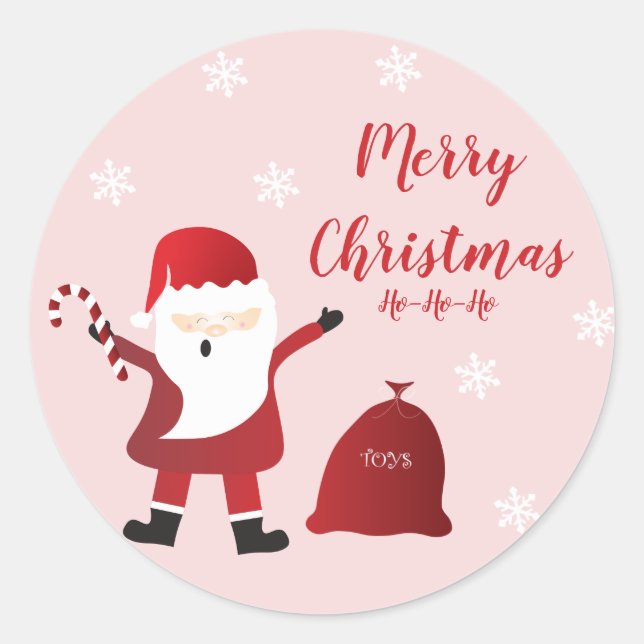 Sticker Rond Joyeux Noël Père Noël (Devant)
