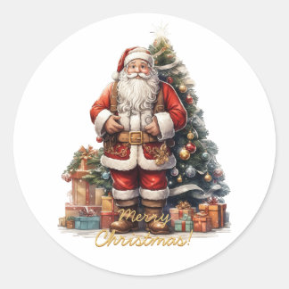 Sticker Rond Joyeux Noël Père Noël