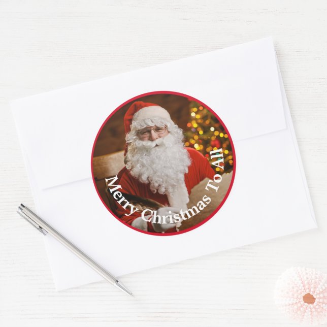 Sticker Rond Joyeux Noël Père Noël Personnaliser (Enveloppe)
