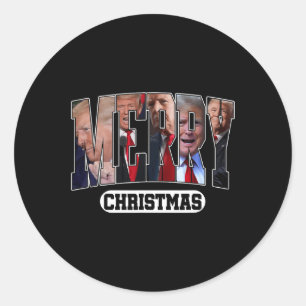 Sticker Rond Joyeux Noël Père Noël Trump Joyeux pyjamas Trumpma