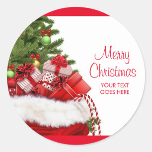Sticker Rond Joyeux Noël personnalisé Ajouter votre texte Cadea