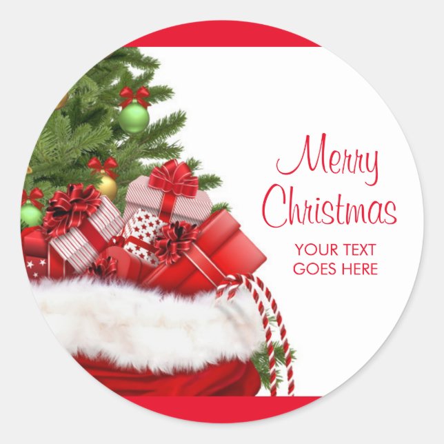 Sticker Rond Joyeux Noël personnalisé Ajouter votre texte Cadea (Devant)