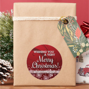 Sticker Rond Joyeux Noël personnalisé (rouge)
