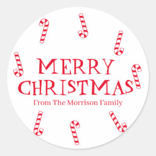 Sticker Rond Joyeux Noël personnaliser nom cadeau collants de