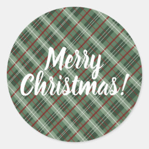 Sticker Rond Joyeux Noël Plaid personnalisable