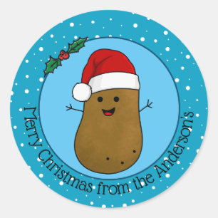 Sticker Rond Joyeux Noël Pomme de terre Personnalisé