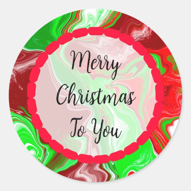 Sticker Rond Joyeux Noël Pour Vous | Flèches rouges et vertes (Devant)