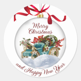 Sticker Rond Joyeux Noël présente décoration de voiture