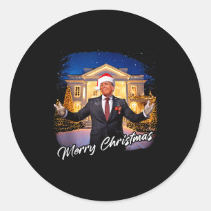 Sticker Rond Joyeux Noël – Président Trump Santa Drôle Grap