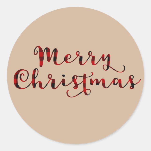 Sticker Rond Joyeux Noël Red Buffalo Plaid Holiday (Devant)
