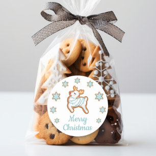 Sticker Rond Joyeux Noël Renne Mignon