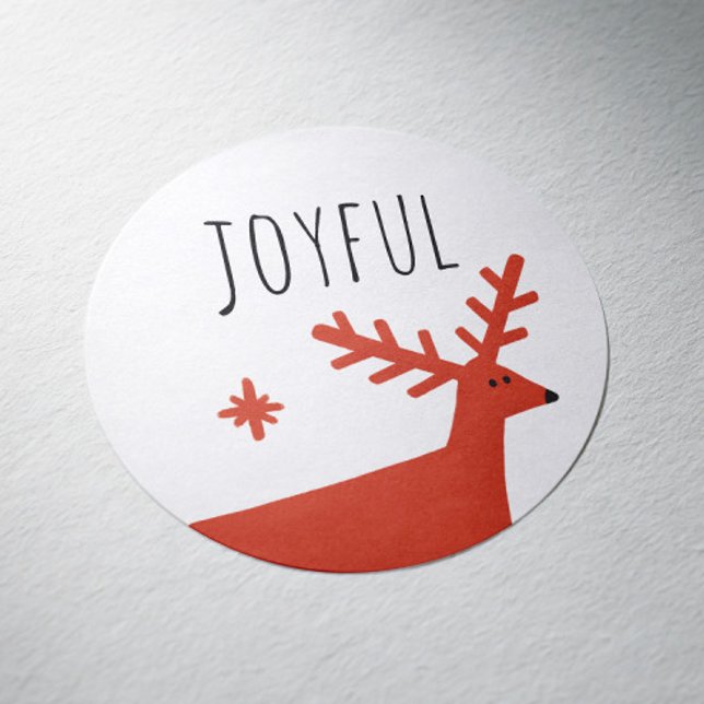 Sticker Rond Joyeux Noël. Rennes rouges (Créateur téléchargé)