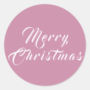 Sticker Rond Joyeux Noël rose Script Vacances