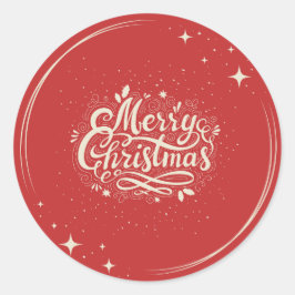 Sticker Rond Joyeux Noël rouge mignon