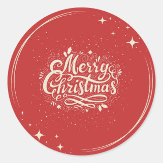 Sticker Rond Joyeux Noël rouge mignon