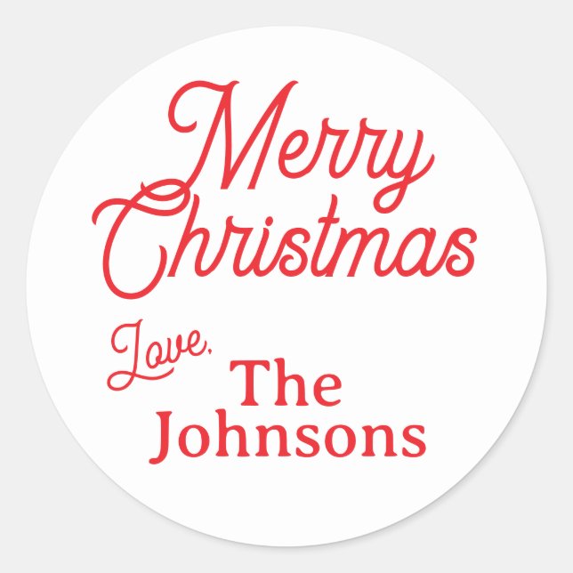 Sticker Rond Joyeux Noël Rouge moderne (Devant)